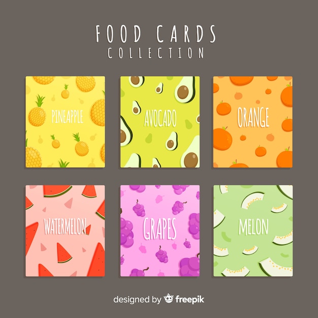 Free vector flat food card collection