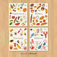 Free vector flat food card collection