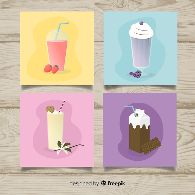 Free vector flat food card collection