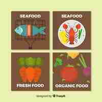 Free vector flat food card set