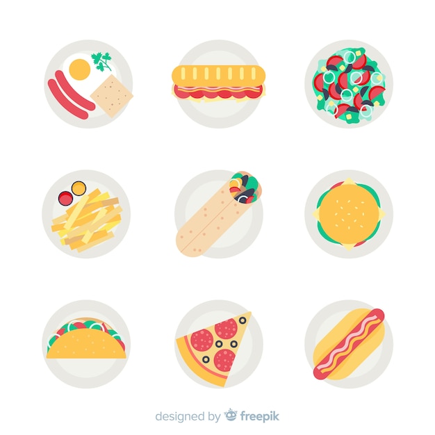 Free vector flat food dish collection