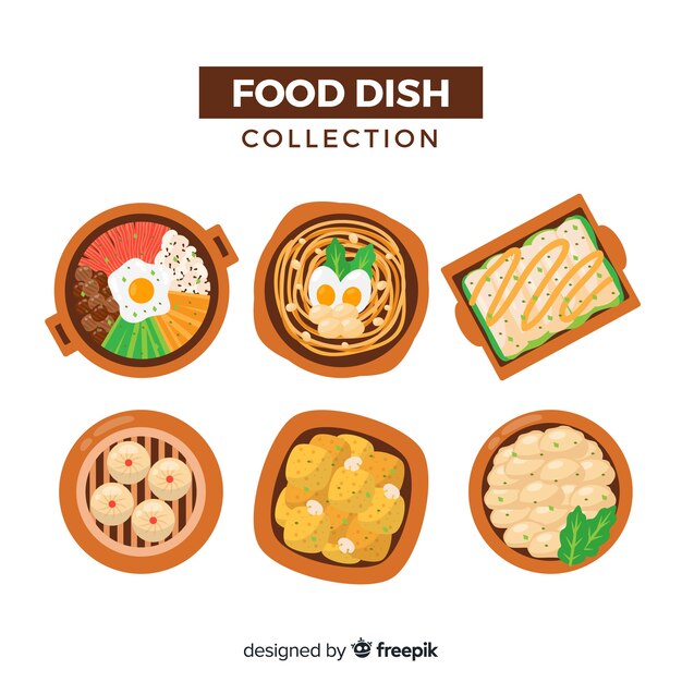 Flat food dish collection