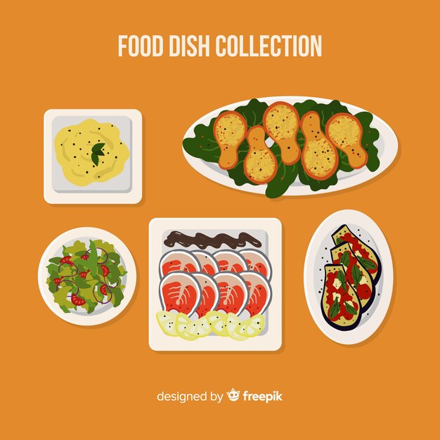 Flat food dish collection