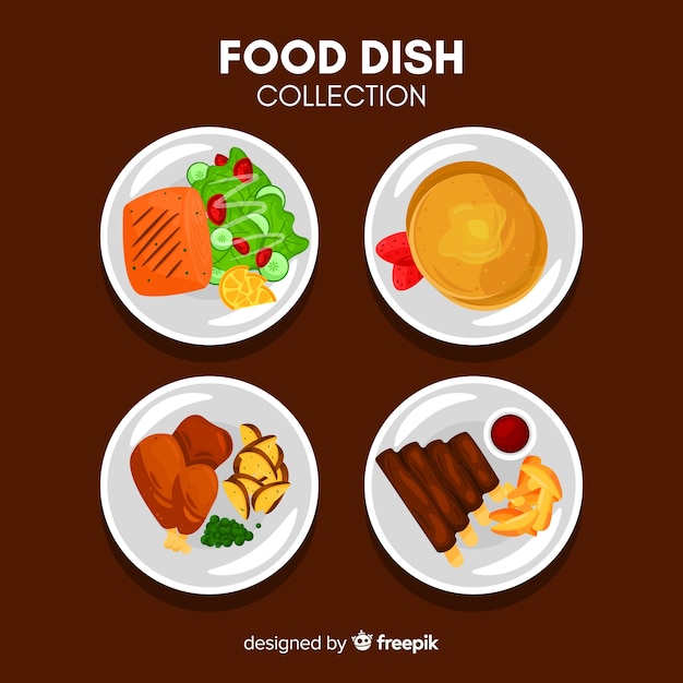 Flat food dish collection