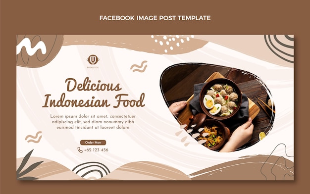 Free vector flat food facebook ad template