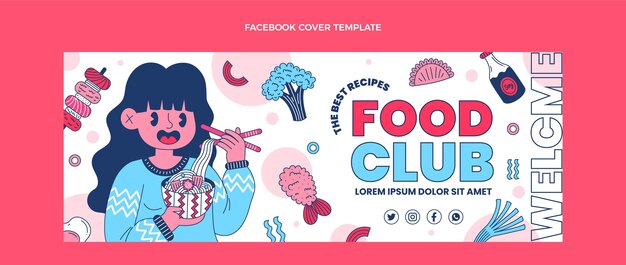 Flat food facebook cover template