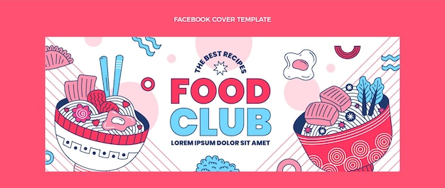 Free vector flat food facebook cover