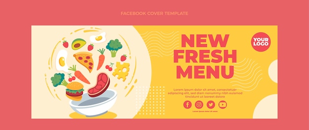 Free vector flat food facebook cover