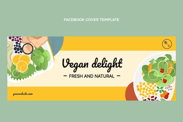 Бесплатное векторное изображение Обложка facebook с плоской едой