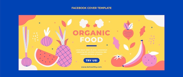 Free vector flat food facebook cover