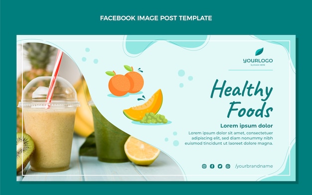 Flat food facebook post template