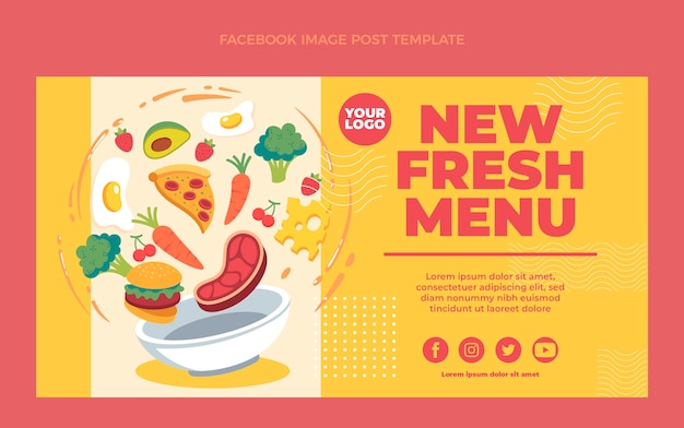 Free vector flat food facebook post