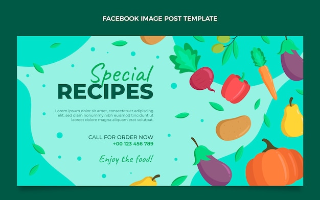 Free vector flat food facebook post