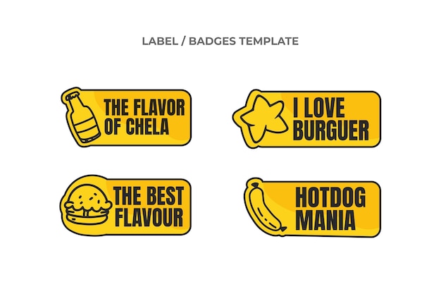 Free vector flat food label collection