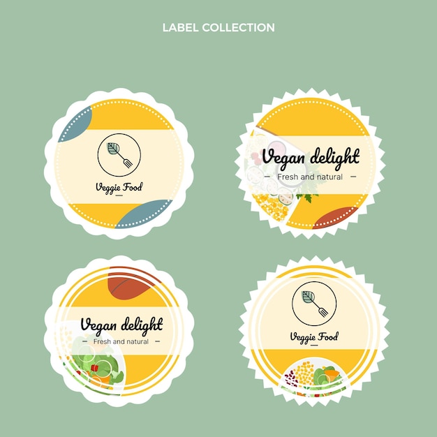 Бесплатное векторное изображение Коллекция плоских пищевых этикеток