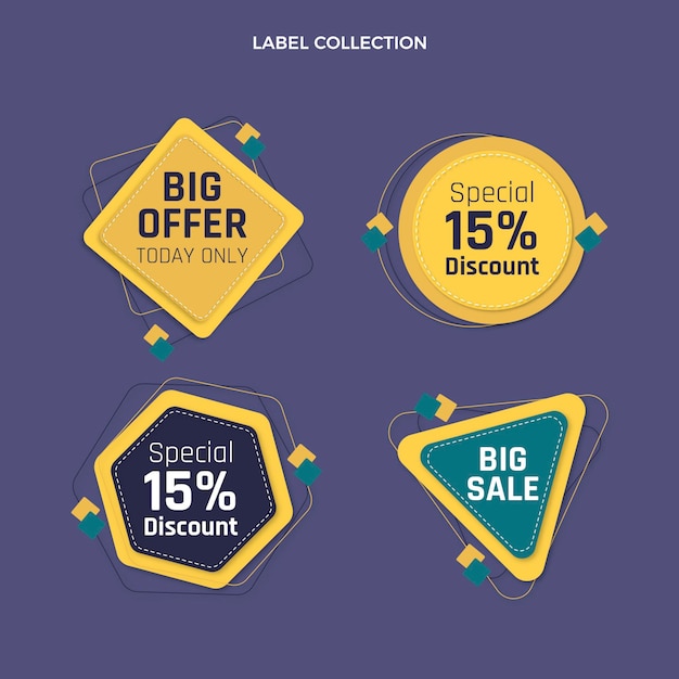 Free vector flat food labels collection