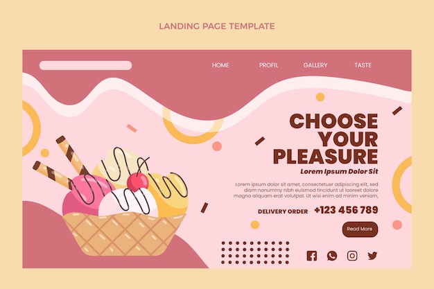 Flat food landing page template