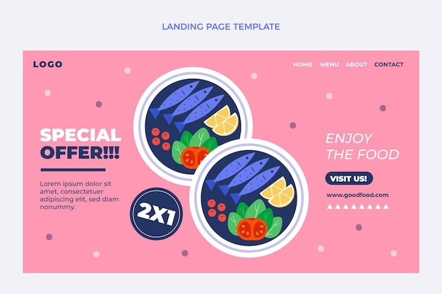 Flat food landing page template