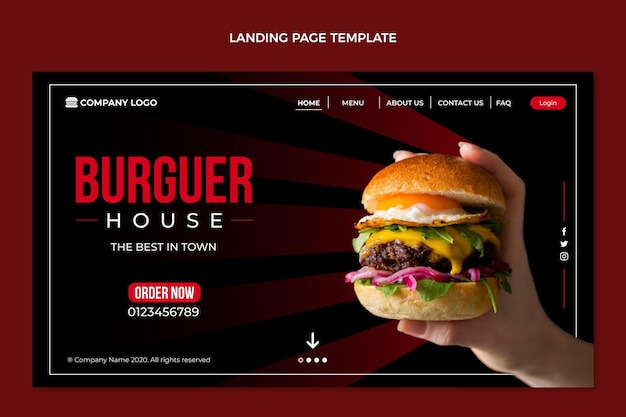 Free vector flat food landing page template