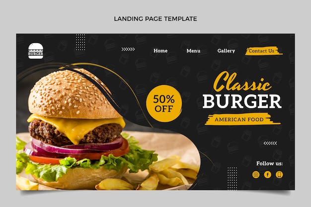 Free vector flat food landing page template