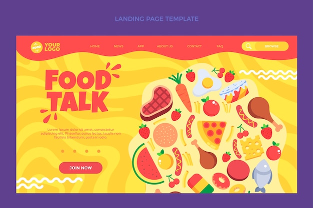 Flat food landing page