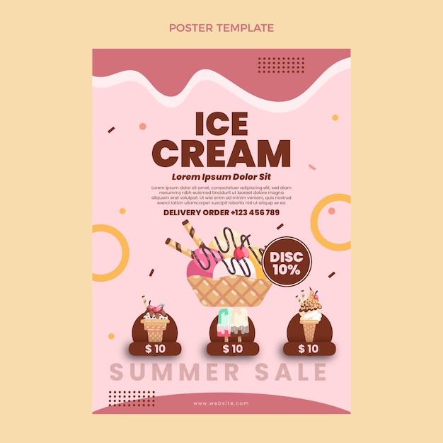 Flat food poster template