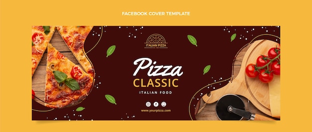 Flat food social media cover template