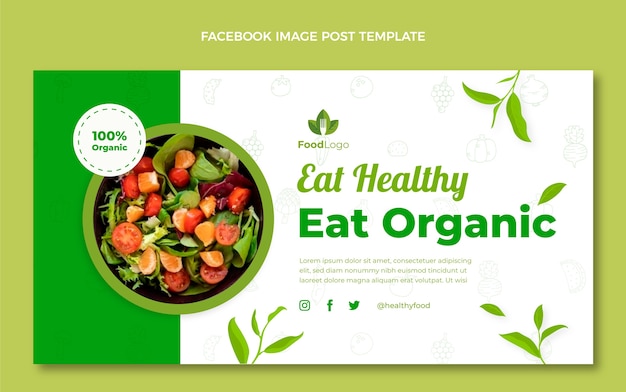 Free vector flat food social media promo template