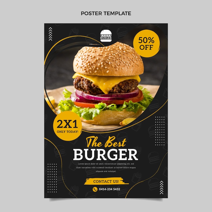 Free Vector flat food social vertical poster template