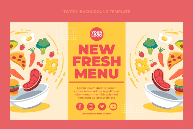 Free vector flat food twitch background