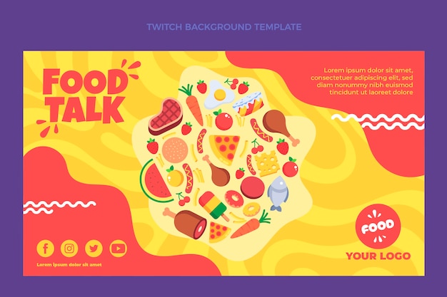 Free vector flat food twitch background