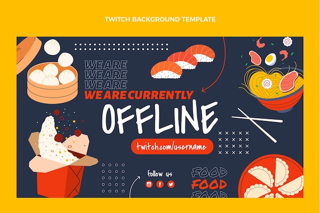 Free vector flat food twitch background