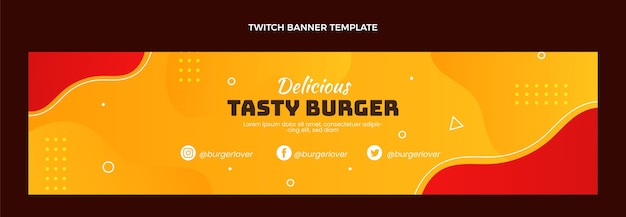 Free vector flat food twitch banner template