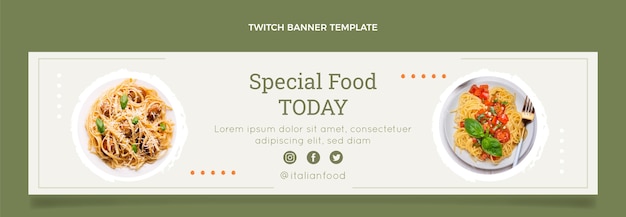 Flat food twitch banner template