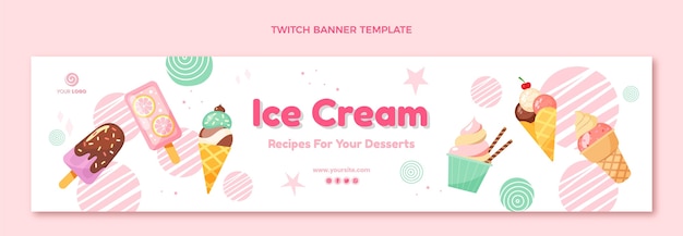 Flat food twitch banner template