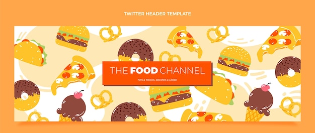 Free vector flat food twitter header