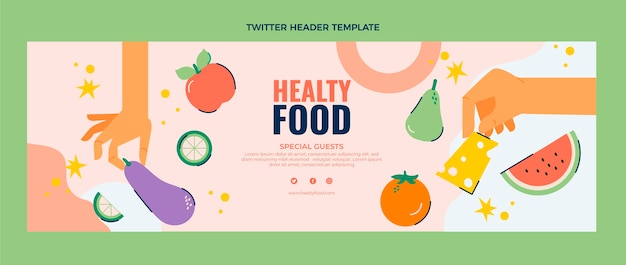 Free vector flat food twitter header