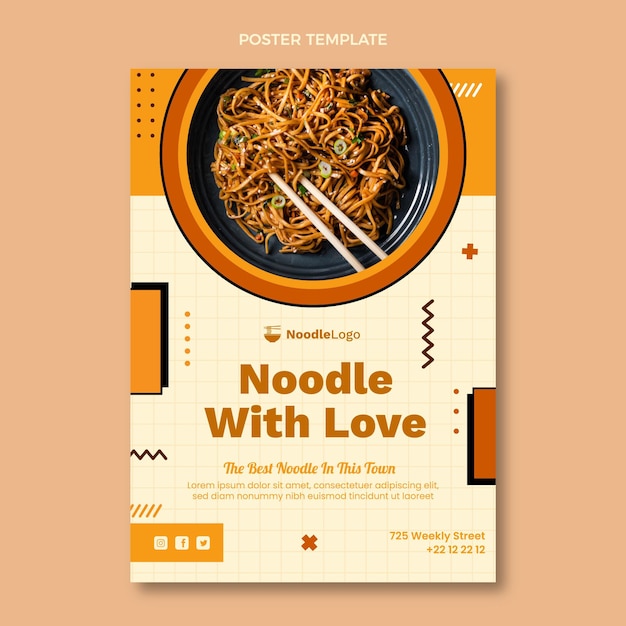 Flat food vertical poster template