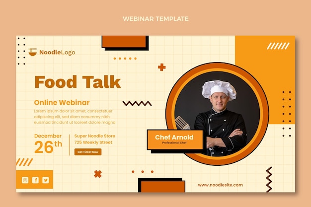 Free vector flat food webinar template