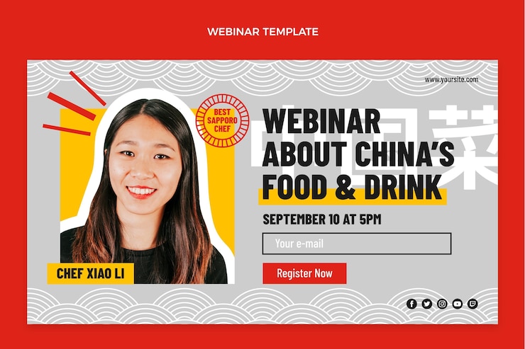 Free Vector flat food webinar
