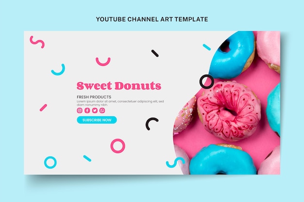 Free vector flat food youtube channel art