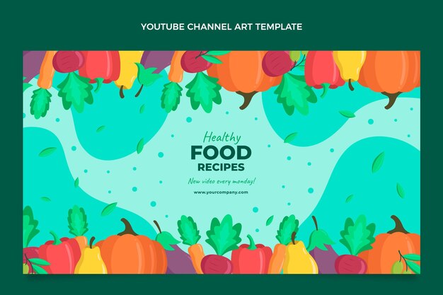 Free vector flat food youtube channel art