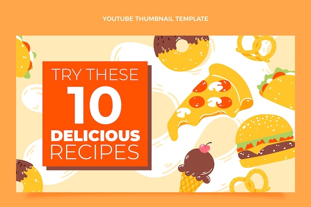 Free vector flat food youtube thumbnail