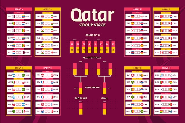 Free Vector  Flat football championship groups table template