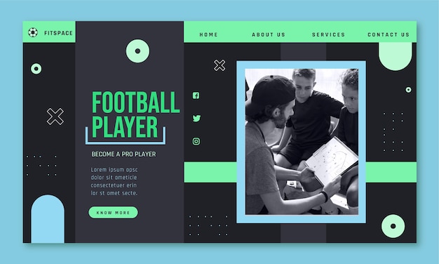 Flat  football landing page template