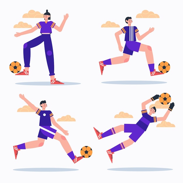 Free vector flat football players collection