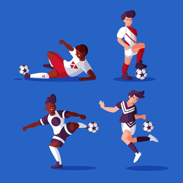 Flat football players collection