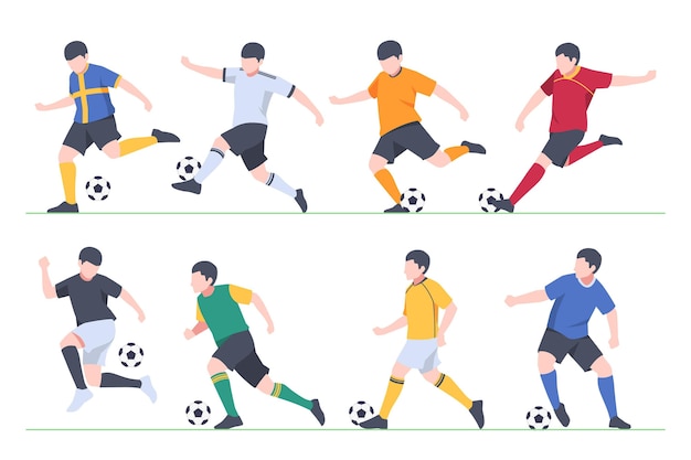 Free vector flat football players collection