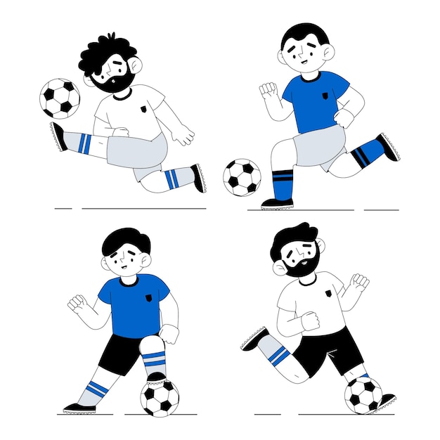 Vettore gratuito disegno dell'illustrazione dei giocatori di calcio piatto
