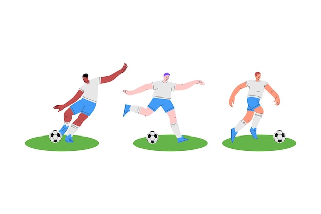 Бесплатное векторное изображение Плоский дизайн иллюстрации футболистов